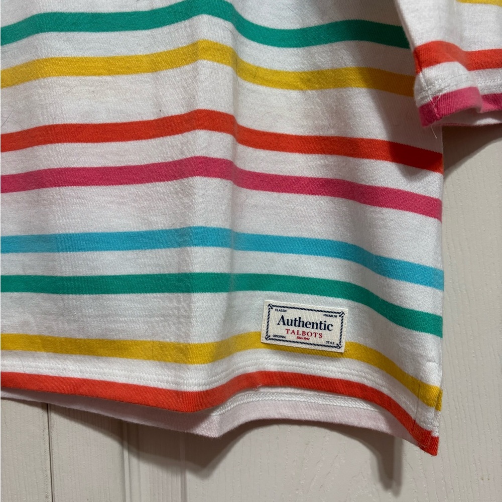Talbots White Multi-Color Striped Boatneck Blouse - Picture 5 of 6